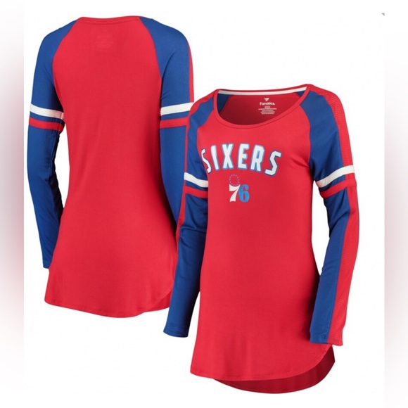 Fanatics Authentic Philadelphia 76ers Sixers Long Sleeve Shirt NBA Women’s Sz S - Picture 2 of 5
